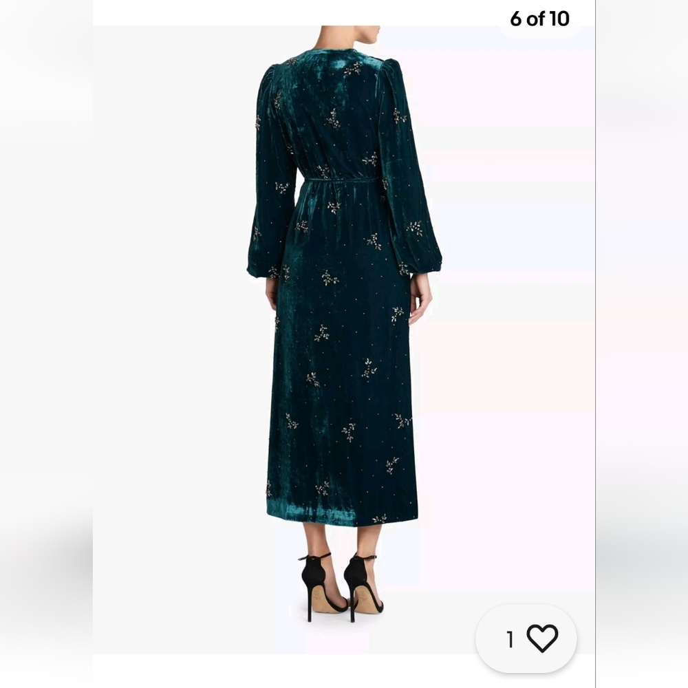 Divine heritage embellished velvet wrap dress - Picture 6 of 17